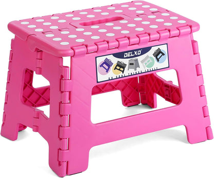 Folding Step Stool 13 Inch,300 Lbs Step Stool for Adults Black