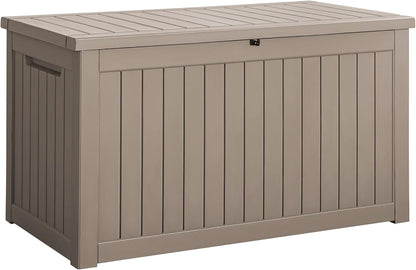 Devoko 100 Gallon Waterproof Large Resin Deck Box Indoor Outdoor Lockable Storage Container for Patio Furniture Cushions Garden Tools (100 Gallon, Black)