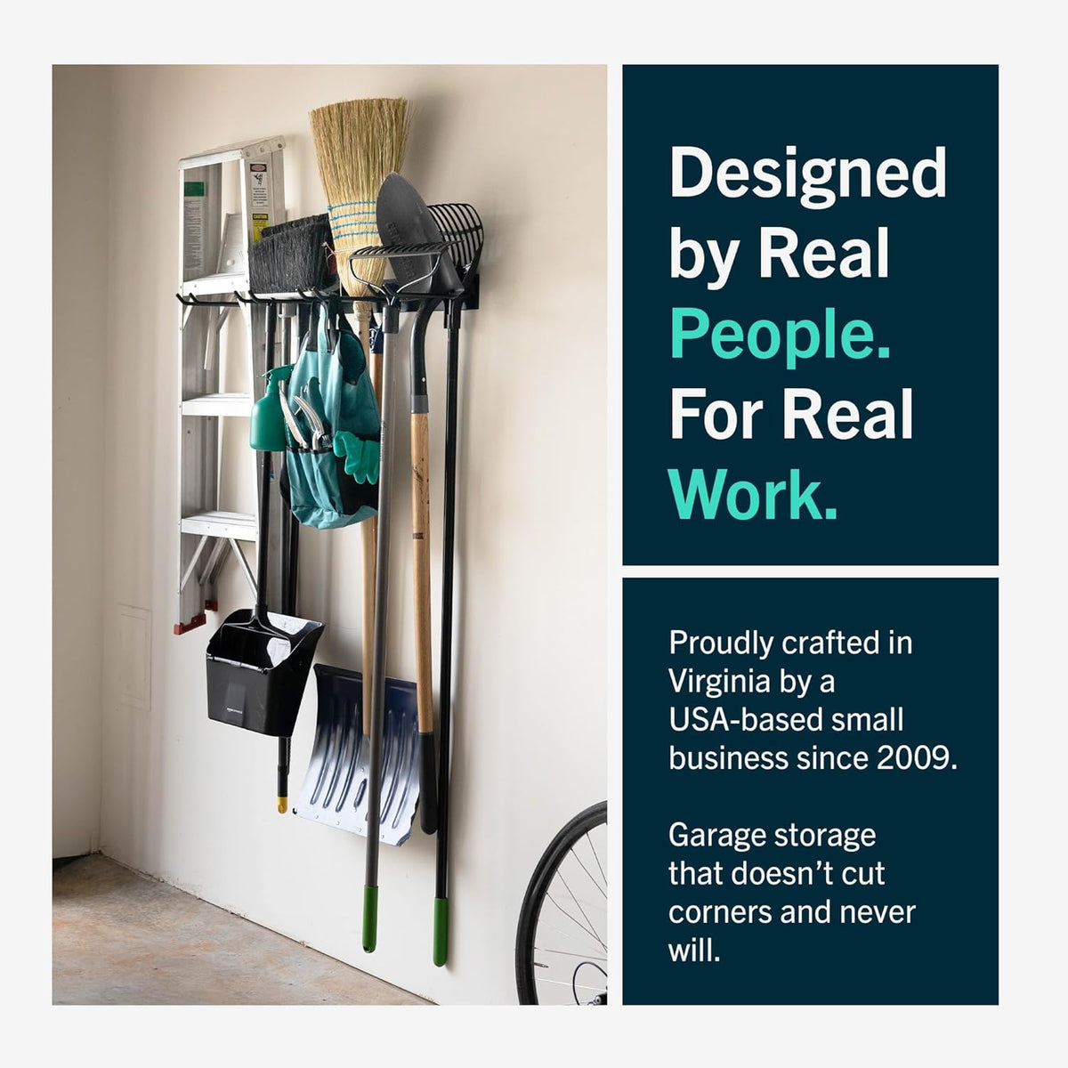 StoreYourBoard 36" Garage Tool Organizer Wall Mount | Garden Tool Organizer System | Heavy Duty Garden Tool Storage Rack for Yard Tools Rakes Shovels 250lbs Garage Organization | 4 PVC Coated Hooks