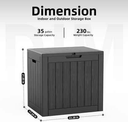 30 Gallon Outdoor Deck Box, Lockable Waterproof Outdoor Storage Boxes For Garden Tools,Indoor Cushions,Accessories Outside Storage Resin Weatherproof Container(Black)