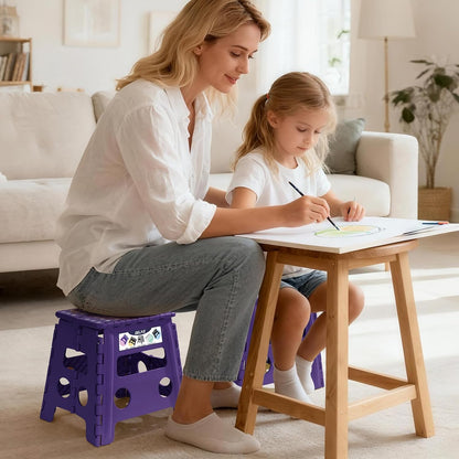 Folding Step Stool 13 Inch,300 Lbs Step Stool for Adults Black