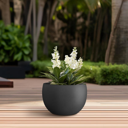 Large Round Bowl Vintage BRN Concrete Planter 19.9" Dia, Outdoor