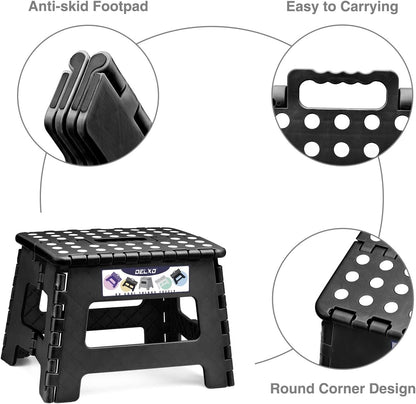 Folding Step Stool 13 Inch,300 Lbs Step Stool for Adults Black