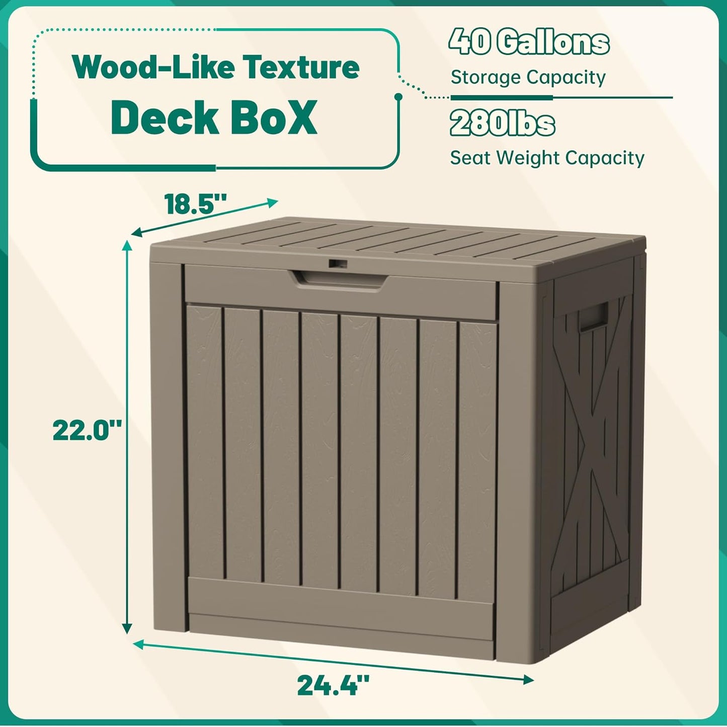 30 Gallon Resin Deck Box Waterproof Outdoor Storage Box for Patio Furniture Pool Accessories Indoor Storage for Cushion Garden Tools (30 Gallon, Black)