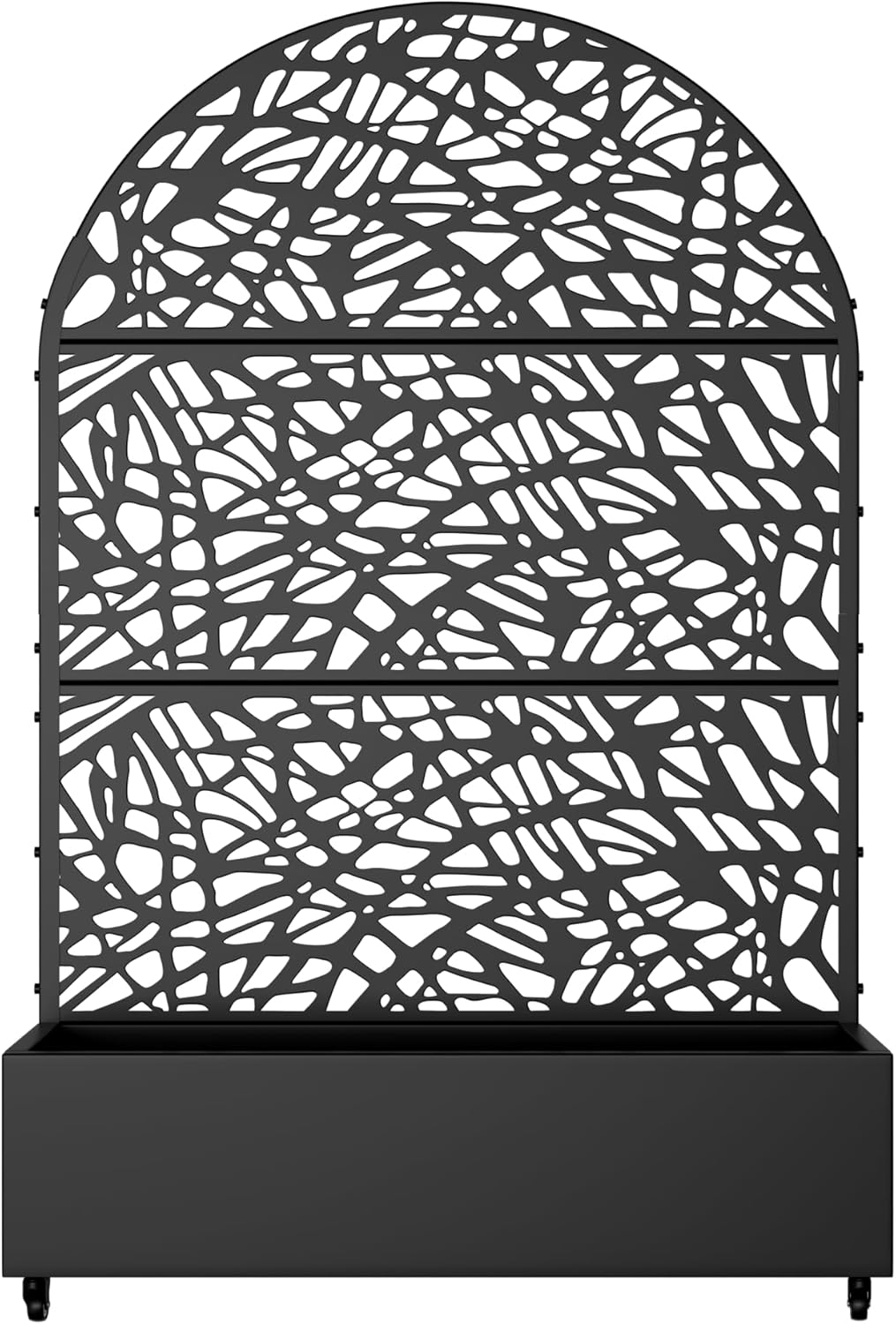 Casaphoria Metal Raised Garden Bed with Trellis and Wheels, 72"x47"x16" Planter Box for Climbing Plants, Vegetables & Vines, Features Drainage Holes and Privacy Screen (Black-Louver) - Colors D