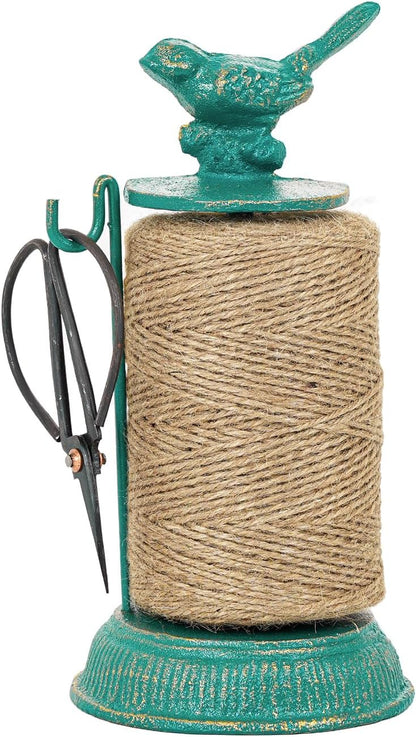 Sungmor Cast Iron Garden Twine Holder Set - 1300ft. Natural Jute Twine String & Rope Rack & Scissors - Decorative & Practical Home Arts Crafts Tools for Picture Display Gift Wrapping Packing Gardening