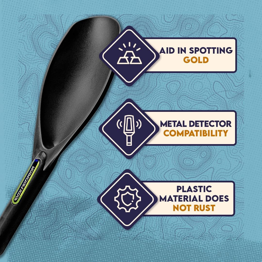 SE Green Prospector's Scoop - 12.5" Heavy-Duty Plastic Tool for Metal Detecting, Gold Panning, Treasure Hunting, and Gardening