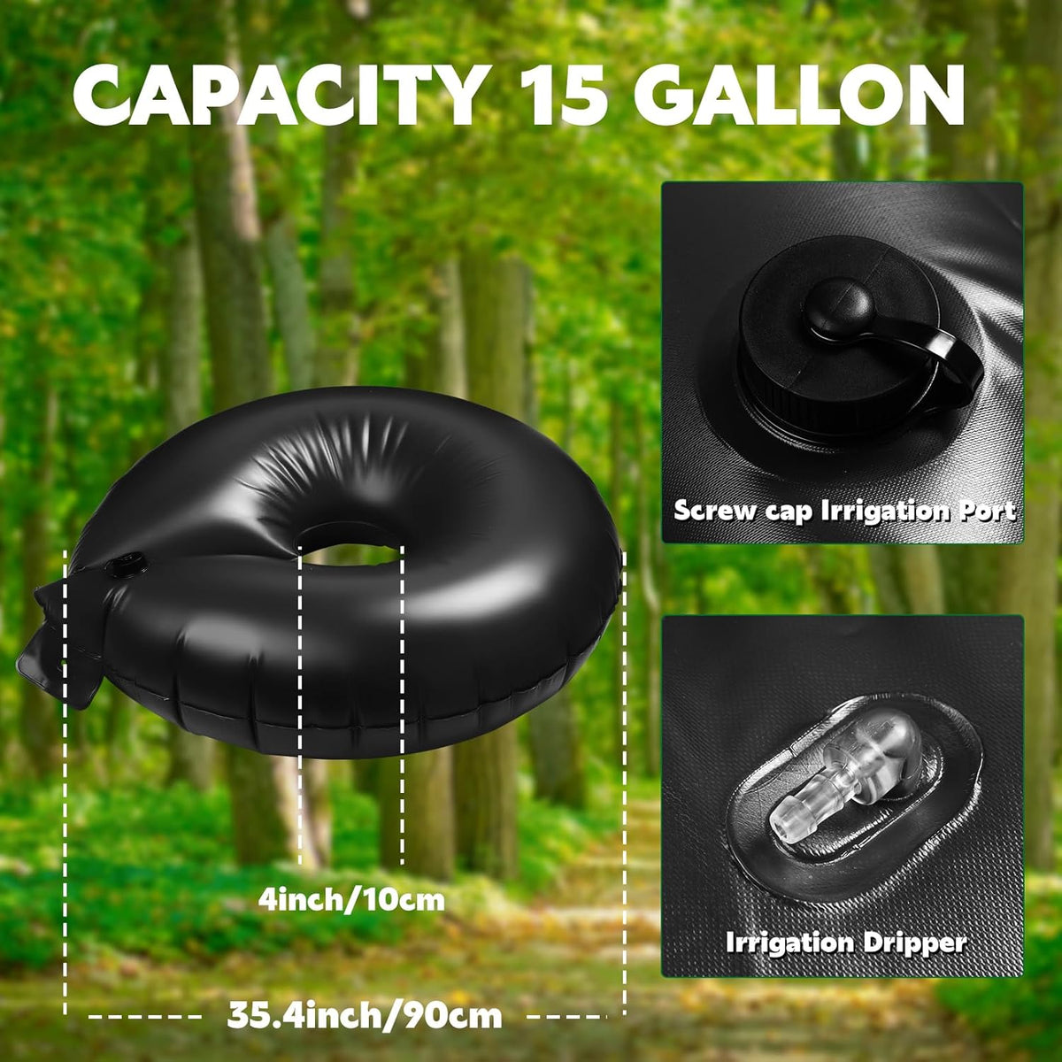 Foaincore 6 Pcs 10 Gallon Heavy Duty Tree Watering Ring PVC Drip Irrigation Deep Tree Root Watering Bag Round Trees Slow Release Water Pouch Planting Drip Irrigation Rings for Gardening Supply(Green)