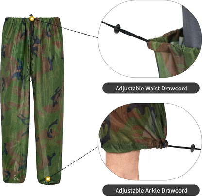 Mosquito Netting Suit Bug Net Mesh Clothing with Hood Outdoor Garden Hunting Camo Protection from Fly Insects Bugs