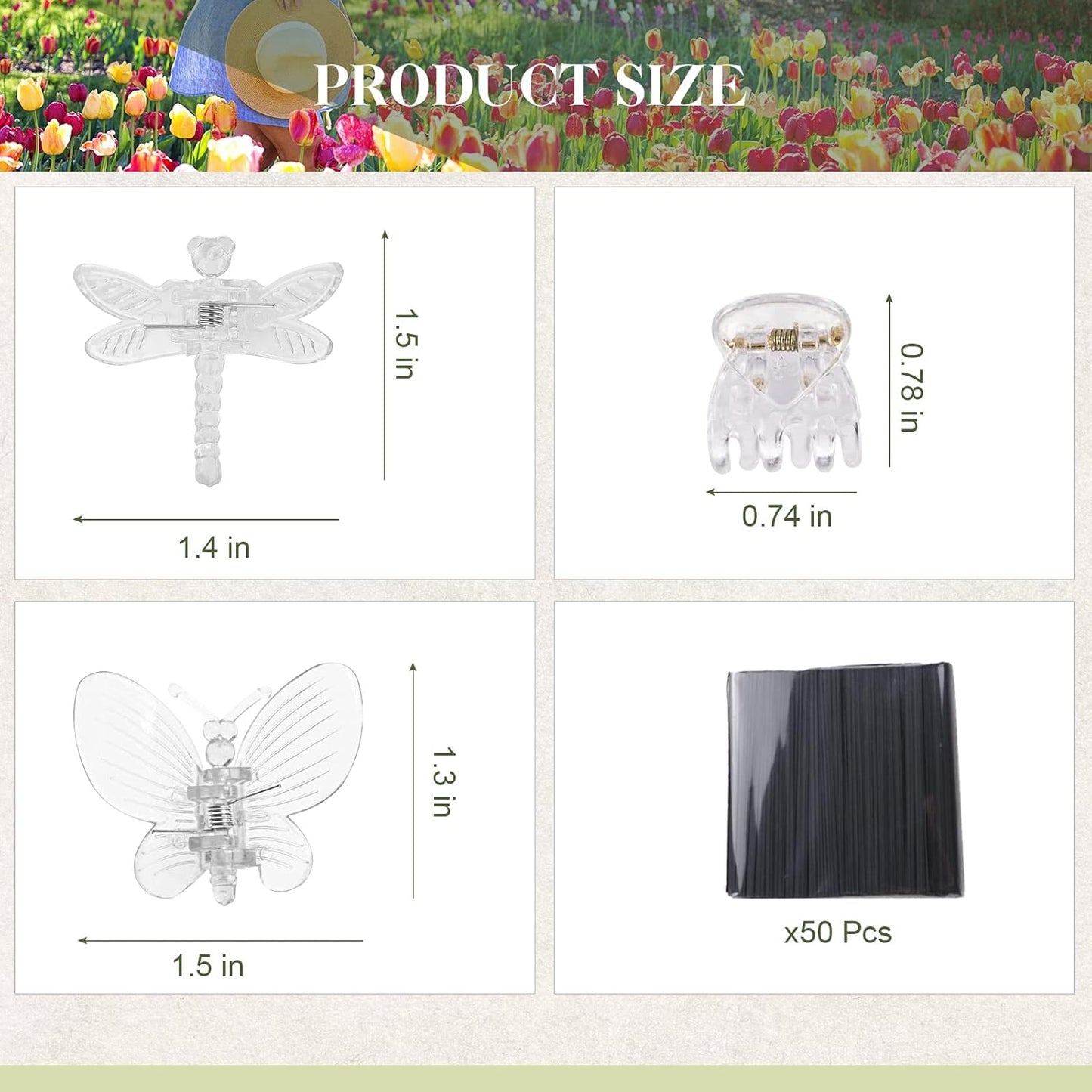 50Pcs Orchid Clips Plastic Dragonfly Butterfly Plant Clips,Portable Garden Plant Support Clip for Supporting Stems Orchid Vines Stalks Climbing Plants Grow Uprigh
