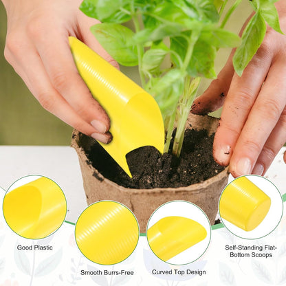 M METERXITY 18-Pack Bonsai Soil Scoops, Plastic Garden Soil Scoops Bucket Shovel Potting Scoopers for Transplanting/Flower Planting/Plant Succulent, Colorful Small Gardening Tools [Multicolor]