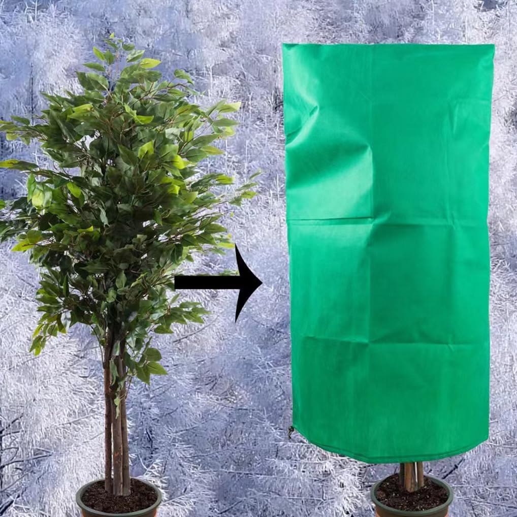 Plant Covers Winter Freeze Protection 1 Pack 78.74'' X 94.49'' Reusable Frost Blanket Tree Wrap Cloth with Drawstring and Zipper for Outdoor Cold Weather - Green