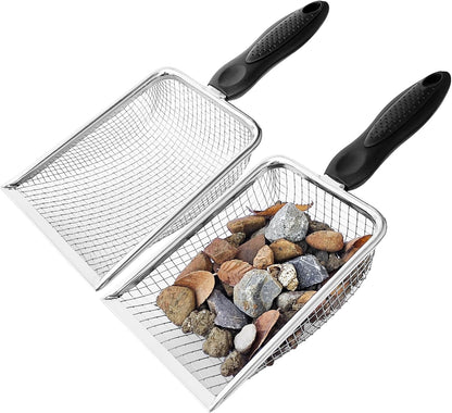 Gardening Soil Sifter Pack of 2 - Garden Sand Soil Compost Sifter with Handle - Two Garden Sifters (3.8mm and 5mm Mesh),Ideal for Sand, Rocks, Dirt, Compost - Perfect for Gardening