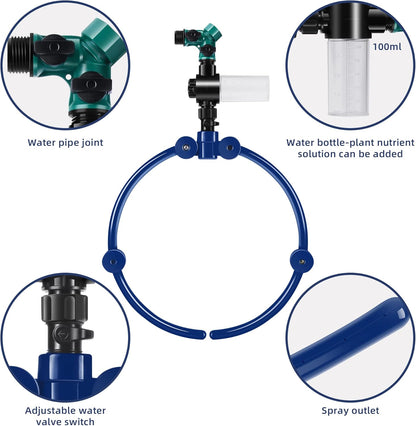 360° Tree Water Sprinkler,Tree Root Watering Tool,Water Ring Sprinkler Irrigation System for Outdoor Plants Raised (Blue)
