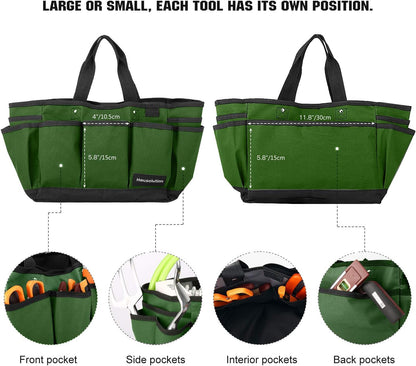 Housolution Gardening Tote Bag, Deluxe Garden Tool Storage Bag and Home Organizer with Pockets, Wear-Resistant & Reusable, 14 Inch, Pink