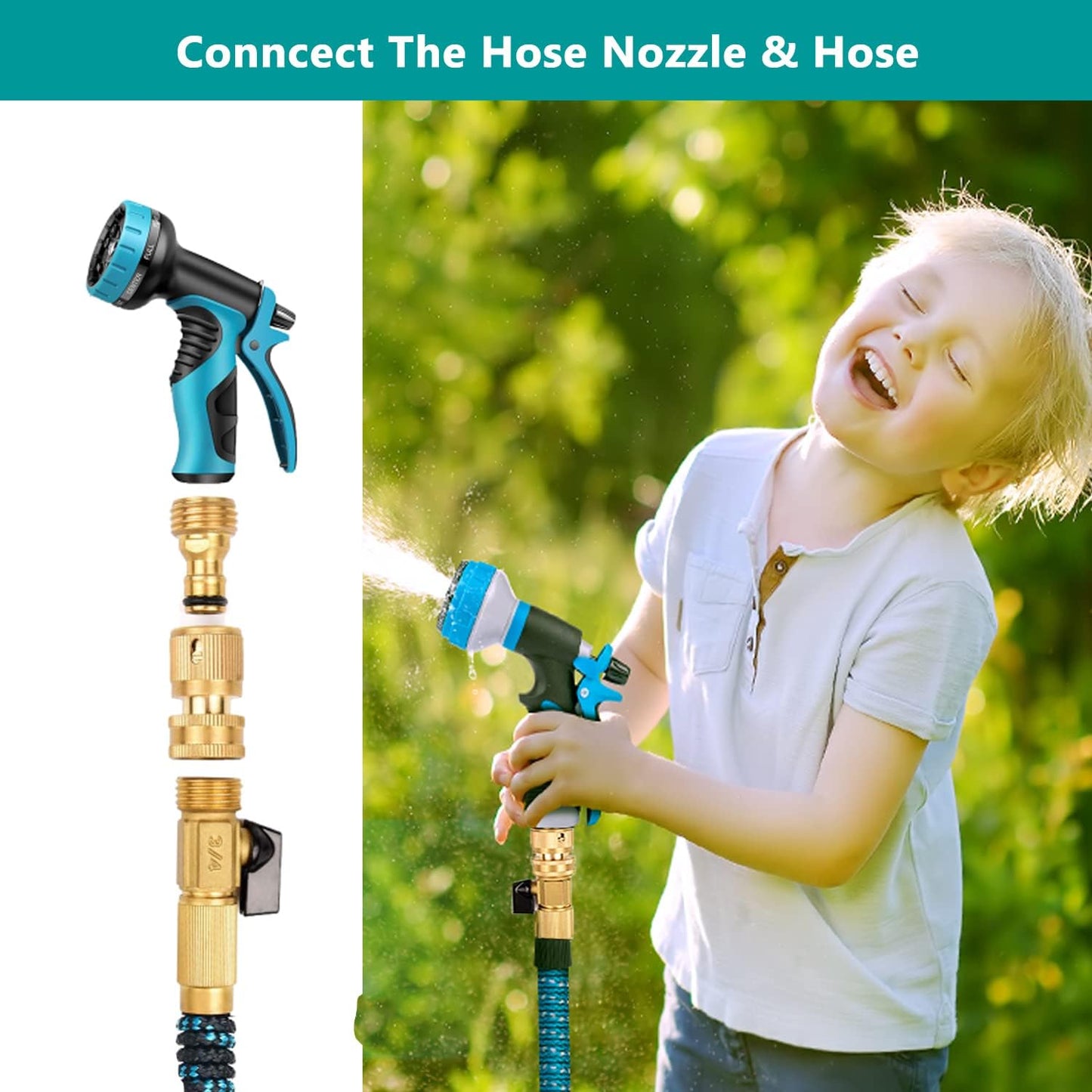 FINEST+ Garden Hose Quick Connector, Solid Brass 3/4 Inch Thread Fitting No-Leak Water Hose Female and Male Easy Connect (6 Sets)