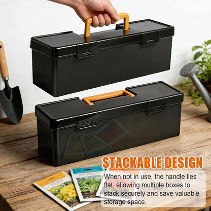 tutata Seed Packet Organizer Box Plastic Portable Seed Packet Storage Box, Seed Storage Organizer