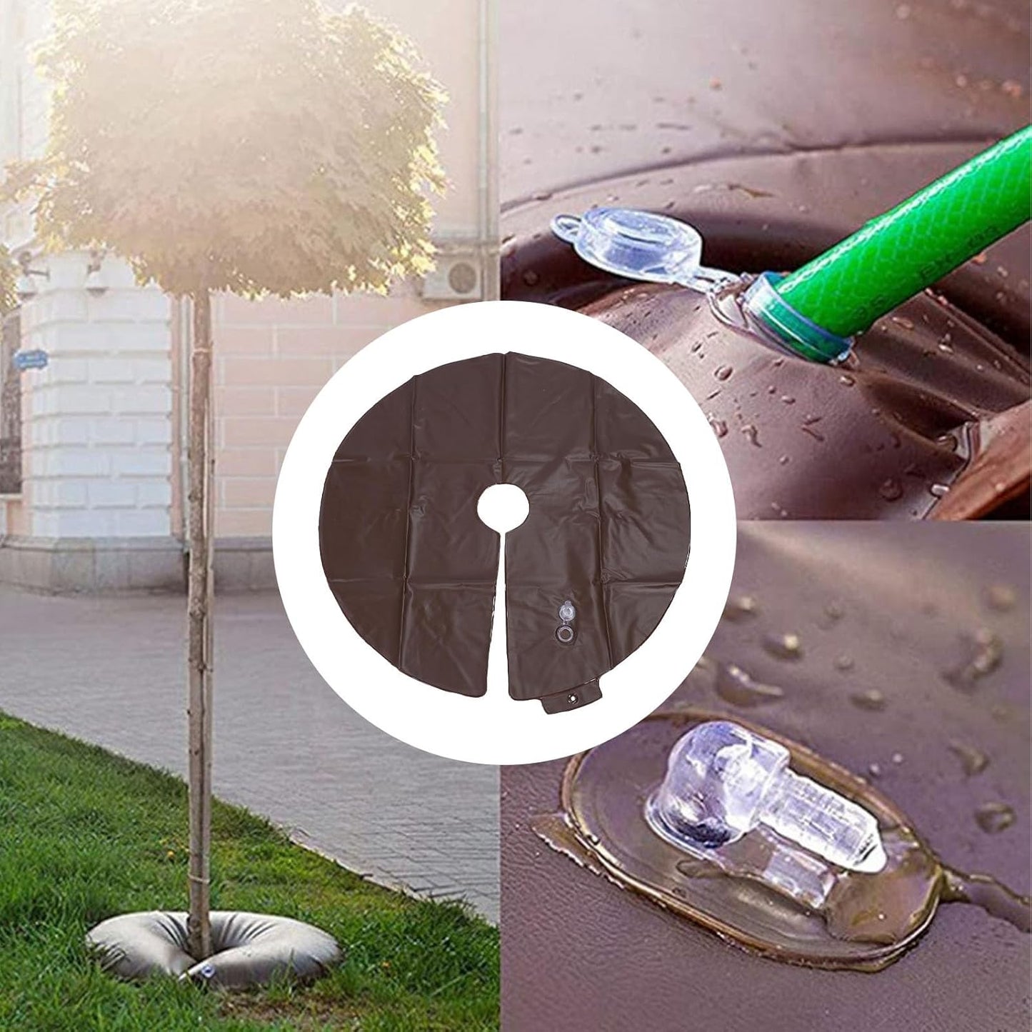 Tree Watering Ring, 10 Gallon Reusable PVC Tree Watering Bags Drip Irrigation Water Pouch Gardening Tools for Landscaping, Newly Planted (Green)