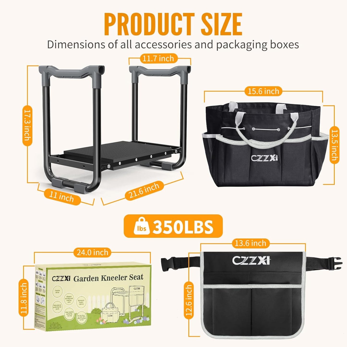 CZZXI Garden Kneeler and Seat, Wider and Thicker Kneeling Pad Heavy Duty Gardening Stool with Gardening Tool Pouch and Bag, Garden Bench/Chair Gifts for Women, Seniors