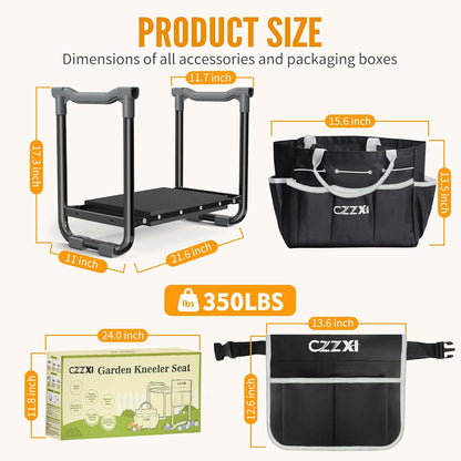 CZZXI Garden Kneeler and Seat, Wider and Thicker Kneeling Pad Heavy Duty Gardening Stool with Gardening Tool Pouch and Bag, Garden Bench/Chair Gifts for Women, Seniors