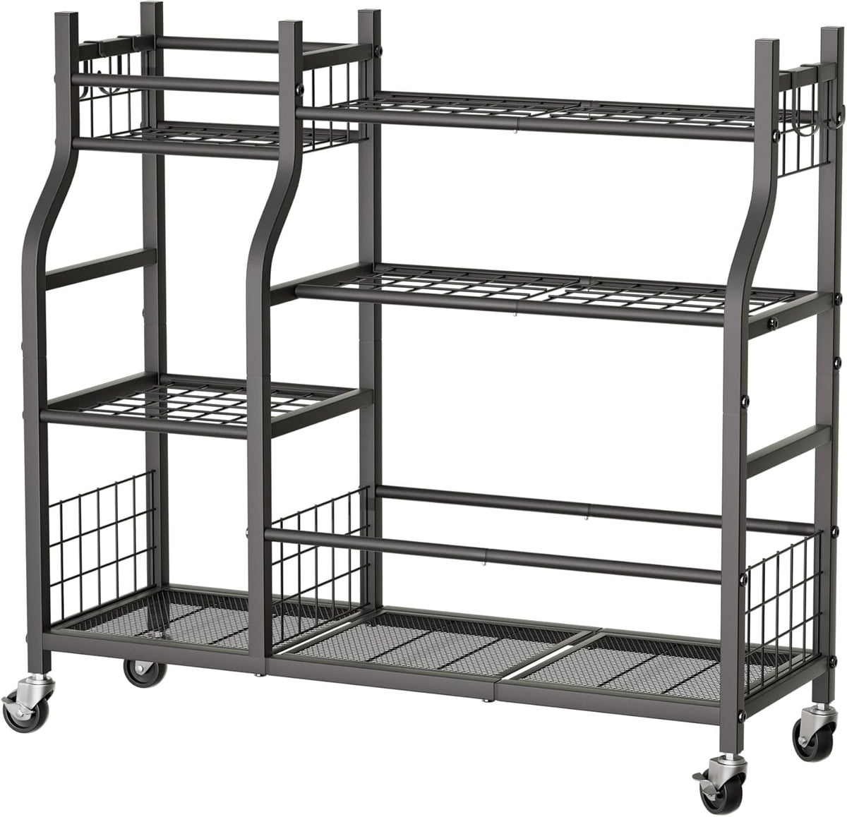 3 Tier Garden Tool Organizer, Garage Storage and Organization, Metal Yard Tools Storage up to 78 Tools, Heavy Duty Garden Tool Organizer for Garage, Yard, Patio, Shed, Indoors and Outdoors, Black