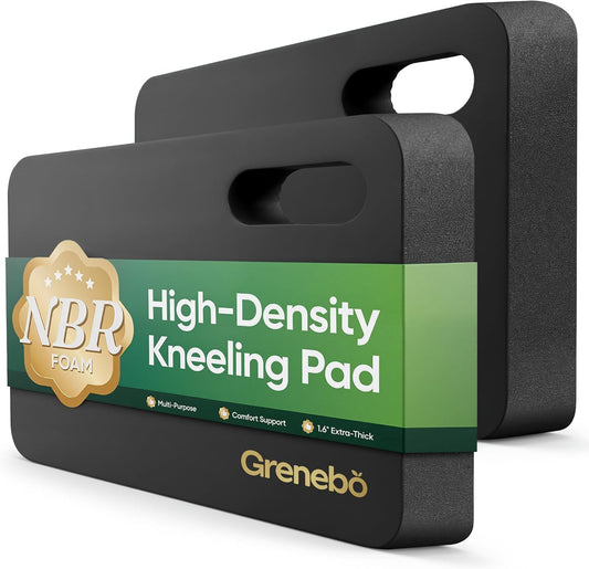 Grenebo 2-Pack 1.6" Extra Thick NBR Foam Garden Kneeling Pads, Ultra Soft Cushion Kneeling Pads for Gardening, Gardening Kneeling Pad for Baby Bathing, Work, Exercise, 17.3×11×1.6 in, Green