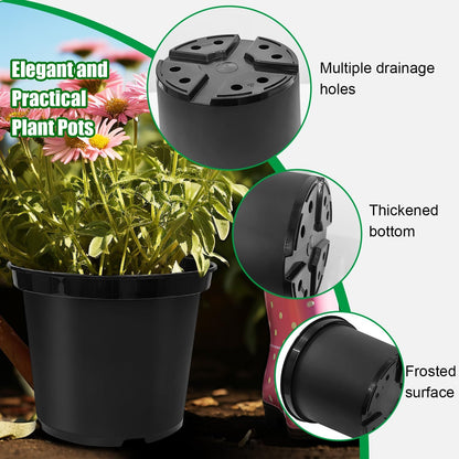 5 Gallon Nursery Pots (10-Pack) + 50ft Garden Hose with Spray Nozzle + 3-in-1 Soil Tester for Moisture/Light/pH | All-in-One Gardening Kit for Indoor/Outdoor Plants, Gardening Gifts for Women