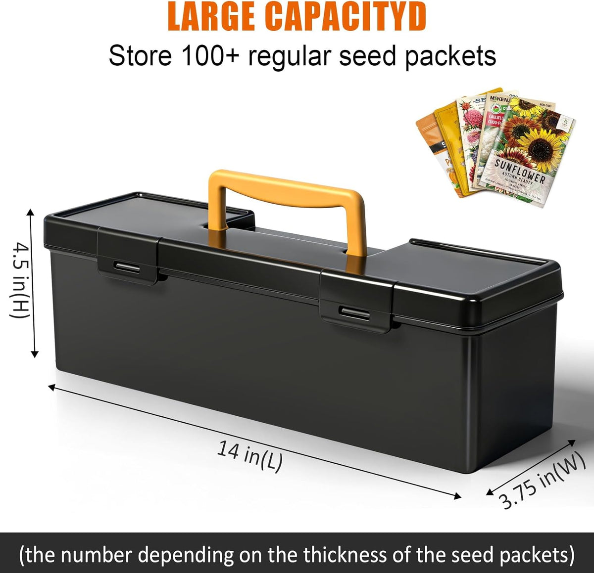 tutata Seed Packet Organizer Box Plastic Portable Seed Packet Storage Box, Seed Storage Organizer