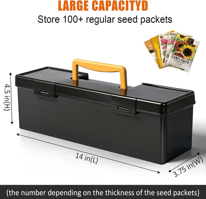 tutata Seed Packet Organizer Box Plastic Portable Seed Packet Storage Box, Seed Storage Organizer