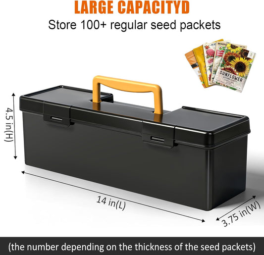 tutata Seed Packet Organizer Box Plastic Portable Seed Packet Storage Box, Seed Storage Organizer