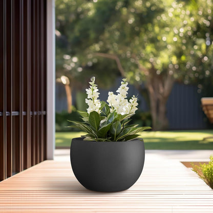 Large Round Bowl Vintage BRN Concrete Planter 19.9" Dia, Outdoor