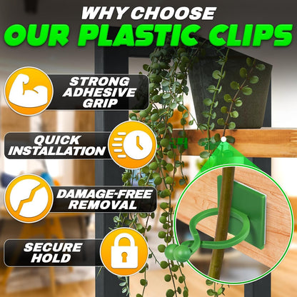Plant Wall Clips for Climbing Plants 110 Pcs - Pothos Plant Climber Support, Large, Medium, Small Sizes Wall Clips for Support, Strong Self-Adhesive, For Indoor Plants, Cable Management & Plant Holder