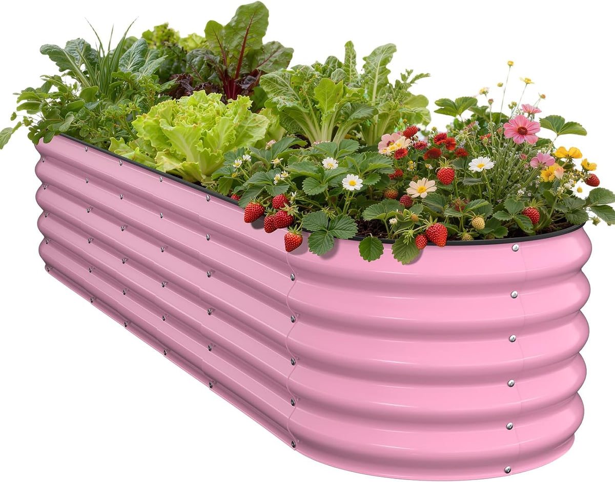 Pattiumo Galvanized Raised Garden Bed 4×4×1 FT, Round Metal Raised Garden Bed Outdoor Planter Box with Open Bottom, Rust-Resistant Steel Garden Bed for Vegetables Herbs Flowers, Easy Assembly