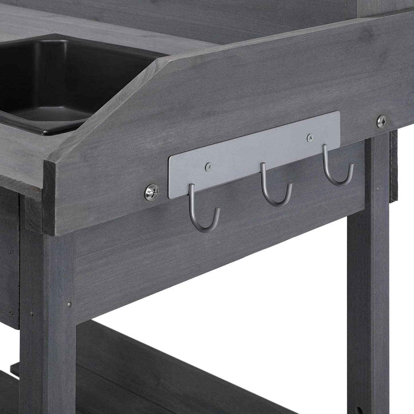 Yaheetech Potting Bench Outdoor Garden Work Bench Station Planting Solid Wood Construction for Horticulture w/Sink Drawer Rack Shelves Natural Wood