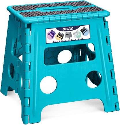 Folding Step Stool 13 Inch,300 Lbs Step Stool for Adults Black