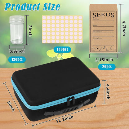 60 Slots Seed Storage Organizer with 20 Seed Envelopes, Sturdy Seed Organizer Storage Box with Zipper Bag Label Stickers(Seeds not Included), Seed Storage Container for Flower Plants Garden