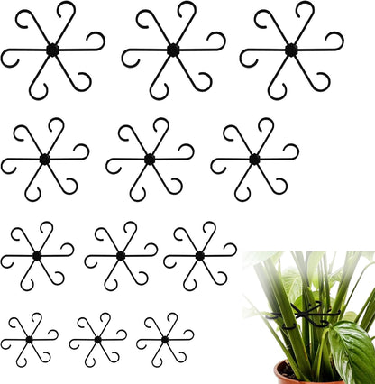 6pcs Climbing Houseplant Stem Supports,Plant stem Support Indoor Outdoor Use,Stem Hook Growth Accessories for Plant Garden, Promotes Upright Growth and Airflow(Black)