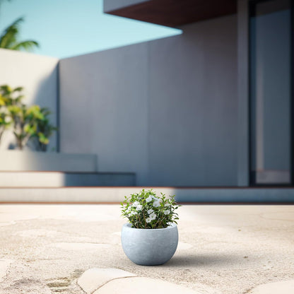 Large Round Bowl Vintage BRN Concrete Planter 19.9" Dia, Outdoor