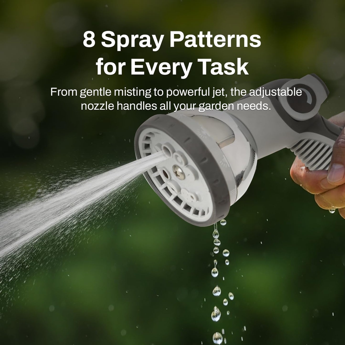 Betta EaseReel Battery-Powered Wall-Mounted Retractable Hose Reel, with Quick-Access Dual Hose Length Control, 8 Spray Patterns Nozzle, Automatic Roll-Up & Tangle-Free Hose Guide (1/2'', 100FT/30m)
