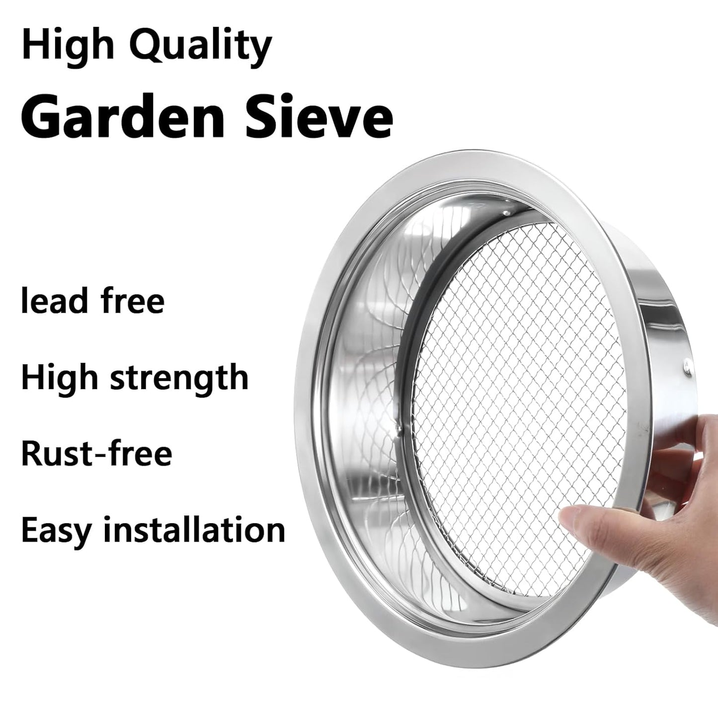 Kifmurase Stainless Steel Soil Sifter for Gardening, Sand Sifter Tool with Interchangeable Mesh Screens(1,3,6,9,12mm) and Scoop Shovel, Bonsai Soils Scoops Set, Garden Sieve Soils Sifters for Gravel