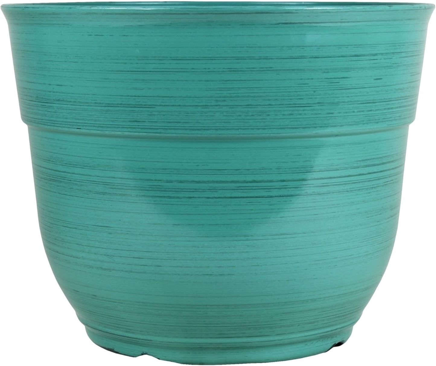 Garden Elements Indoor/Outdoor Glazed Brushed Happy Plastic Planter, Large, Bright Pink, 15"