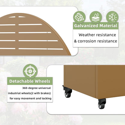 Casaphoria Metal Raised Garden Bed with Trellis and Wheels, 72"x47"x16" Planter Box for Climbing Plants, Vegetables & Vines, Features Drainage Holes and Privacy Screen (Black-Louver) - Colors D