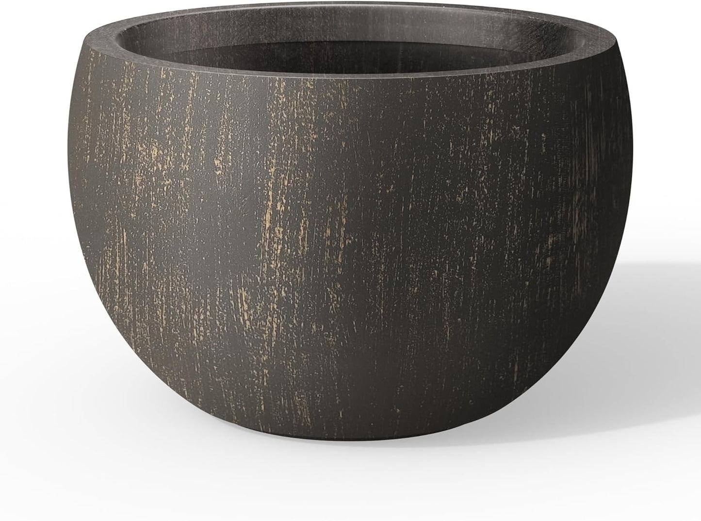 Large Round Bowl Vintage BRN Concrete Planter 19.9" Dia, Outdoor