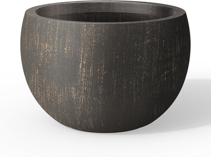 Large Round Bowl Vintage BRN Concrete Planter 19.9" Dia, Outdoor