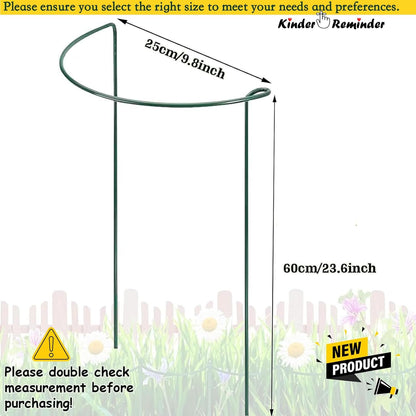 24 Inch Peony Cages and Supports for Large Hydrangea Bushes, Outdoor Plants, Heavy Duty Tall Plant Support Stakes, 12 Pack - Tool-Free Interlocking Design with Powder Coated Rust-Proof Metal Ring