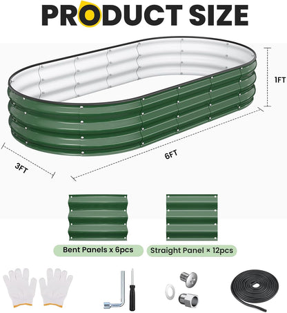 Pattiumo Galvanized Raised Garden Bed 4×4×1 FT, Round Metal Raised Garden Bed Outdoor Planter Box with Open Bottom, Rust-Resistant Steel Garden Bed for Vegetables Herbs Flowers, Easy Assembly