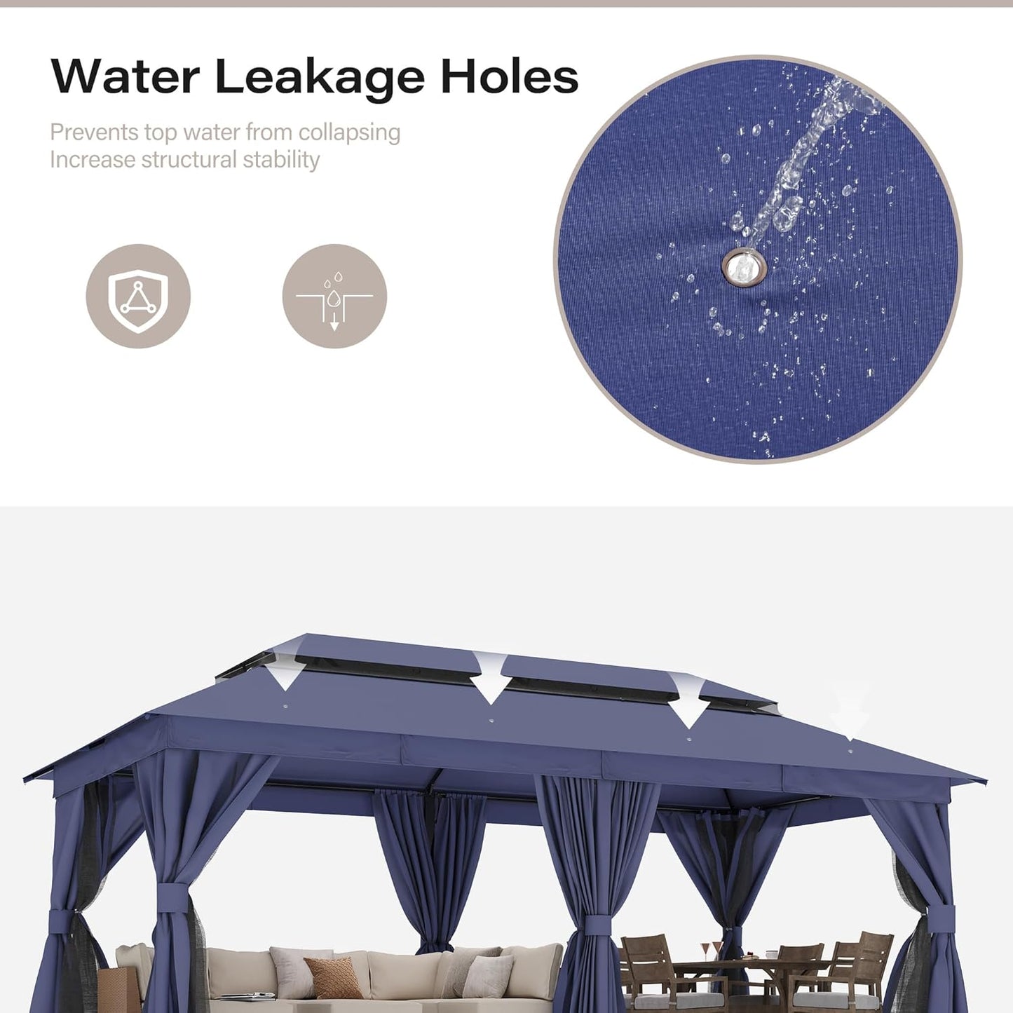 10x20 Gazebo Canopy with 100FT String Lights, Metal Heavy Duty Patio Canopy Tent with Double Roofs, Mosquito Nettings and Privacy Screens for Backyard, Garden, Lawn, Gray
