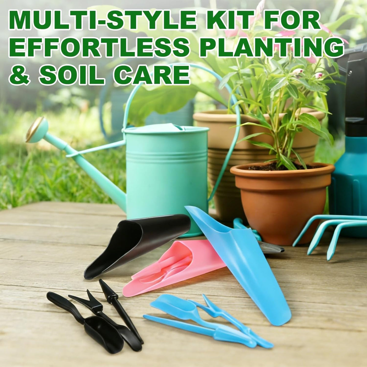 M METERXITY 1-Set Garden Shovel Hand Tools Transplanting Succulent Cultivation Digging Scoops Kits, Plastic Mini Garden Tool Set for Bonsai Potting/Flower Planting [Pink]