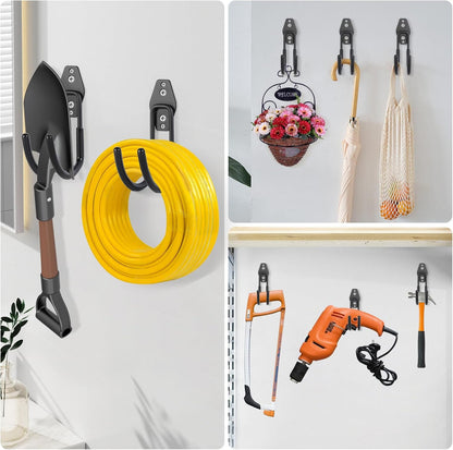 Hose Hanger Wall Mount 2 Pack,Heavy Duty Hose Holder with Screws Metal Hose Hangers for Outside,Hose Rack Suitable for Garage,Garden and Yard