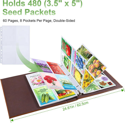 240 Pockets 3.5x5” Seed Packet Sleeves, 30 Pack Double Sided 4 Pocket Seed Organizer Sheet,Heavy Duty Garden Seeds Storage Pages for 3 Ring Binder, 8.5x11” Top Loading Clear Photo, Index Card Sleeves